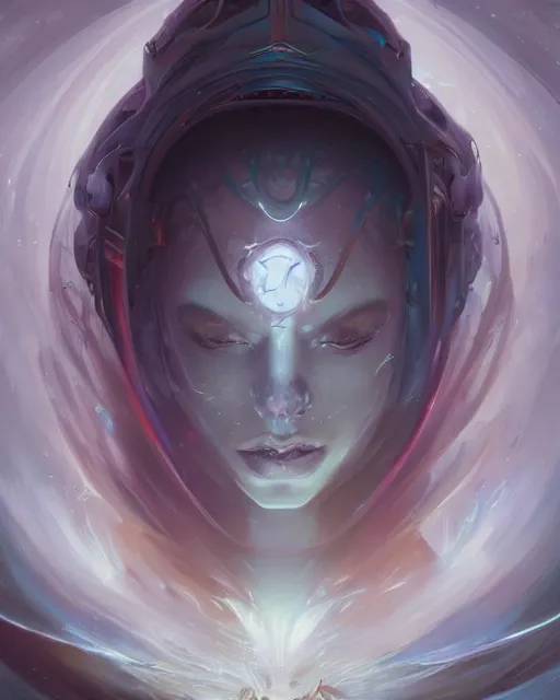 Image similar to portrait of a beautiful cybernetic emanation from angelarium, by pete mohrbacher and artgerm and wlop, digital art, highly detailed, intricate, fantasy, mystical, Trending on Artstation HQ, deviantart, unreal engine, 4K UHD image