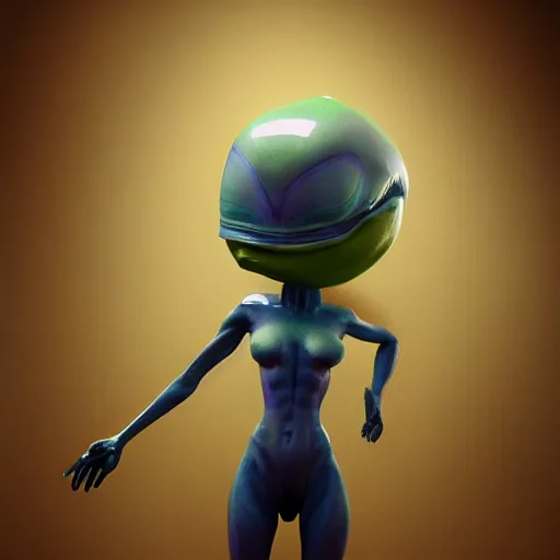 Image similar to in full growth, a beautiful alien girl full - body. octane render, maya render. high detail. realism. sharp focus. artstation trends