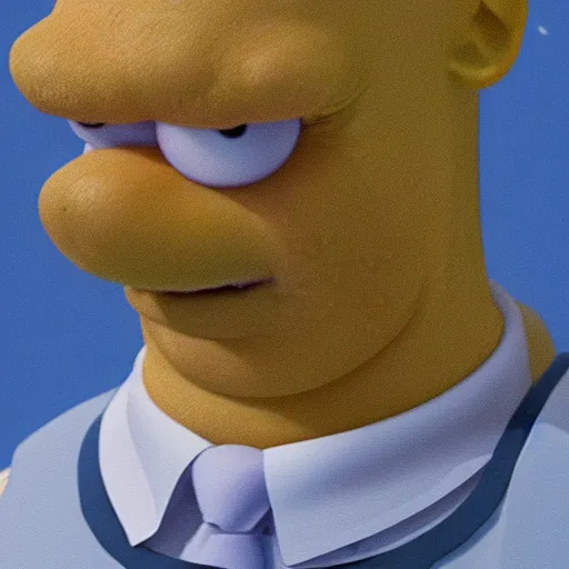 Image similar to hyperrealistic photo of homer simpson as a human, portrait, 8 k