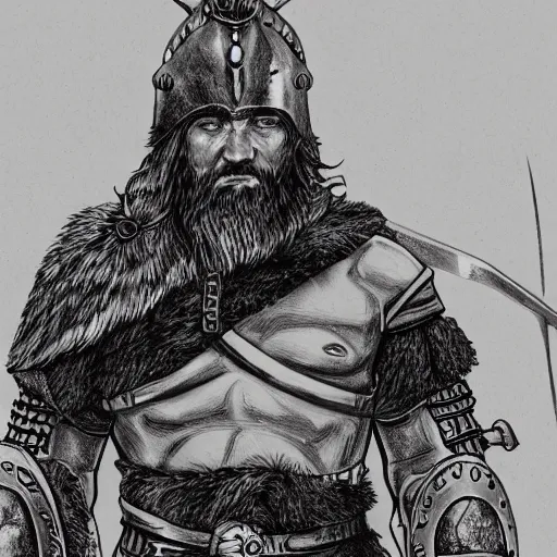 Prompt: viking warrior illustration, 4k detailed, black ink on white paper, how to draw