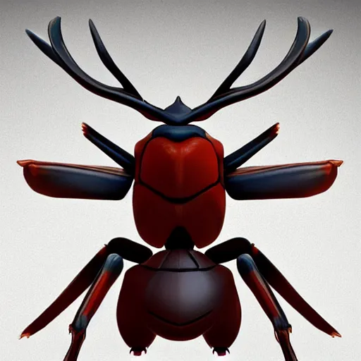 Prompt: A pokemon that looks like a stag beetle,The carapace spreads out like a pumpkin，Trending on art station. Unreal engine.