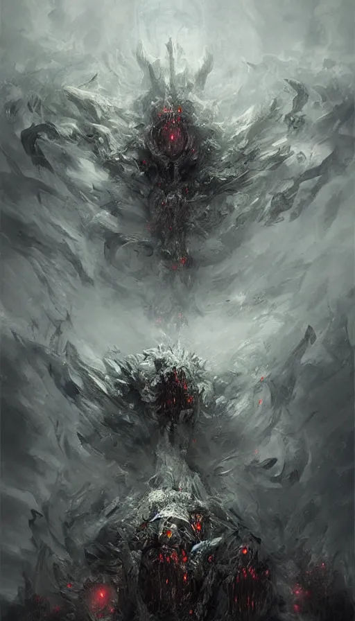 Image similar to a storm vortex made of many demonic eyes and teeth, by ruan jia