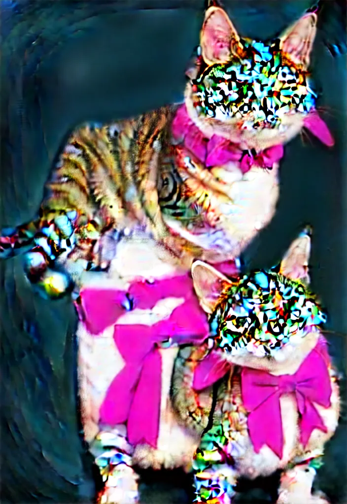 Image similar to portrait of a tabby ,wearing a pink tuxedo,Pixar style