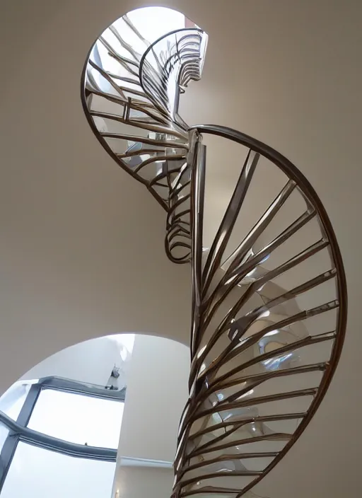 Image similar to a spiral dna staircase
