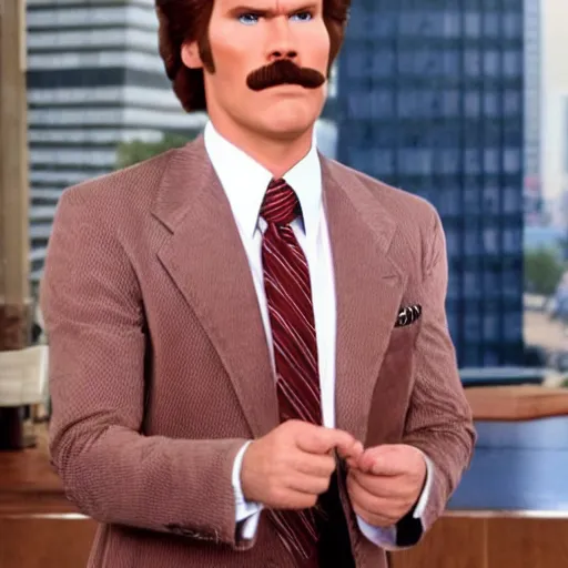 Image similar to Live Action Still of Jerma985 in Anchorman: The Legend of Ron Burgundy, real life, hyperrealistic, ultra realistic, realistic, highly detailed, epic, HD quality, 8k resolution, body and headshot, film still