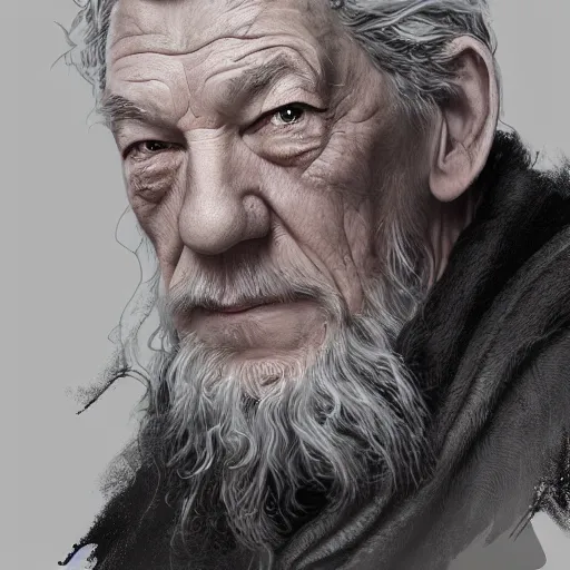 Prompt: Digital painting of Ian McKellen as Odin, hyperdetailed, artstation, cgsociety, 8k