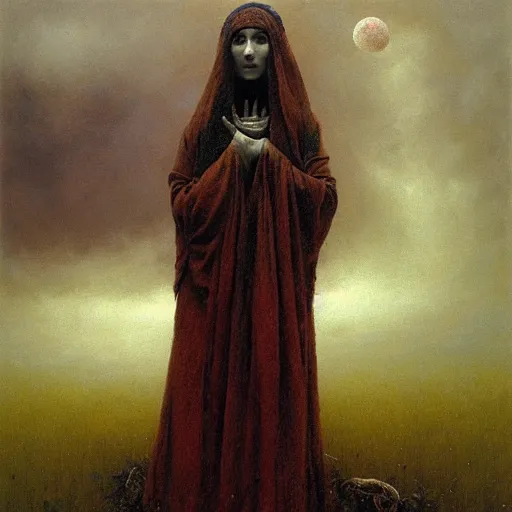 Prompt: portrait of morana, marzanna, morena : slavic goddess associated with seasonal rites based on the idea of death and rebirth of nature : jakub rozalski : andrey shishkin : zdzisław beksinski