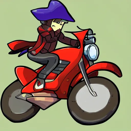 Image similar to niko oneshot riding motorcycle, digital art #OneshotGame