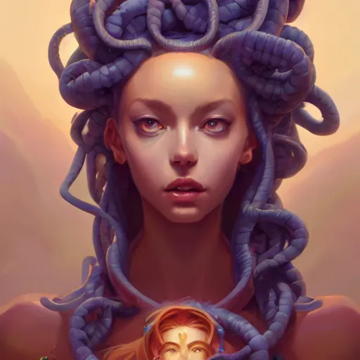 Image similar to a beautiful portrait of nubile medusa, concept art by pete mohrbacher and guweiz and ilya kuvshinov, digital art, highly detailed, intricate, sharp focus, trending on artstation hq, deviantart, unreal engine 5, 4 k uhd image