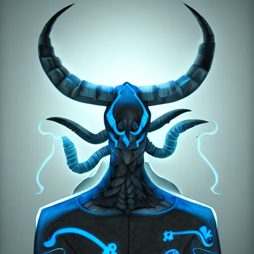 Prompt: humanized version of the zodiac sign of the Scorpion, blue and gray colors, fantasy drawing, concept art, artstation winner, procreate, low energy, high contrast, dark background