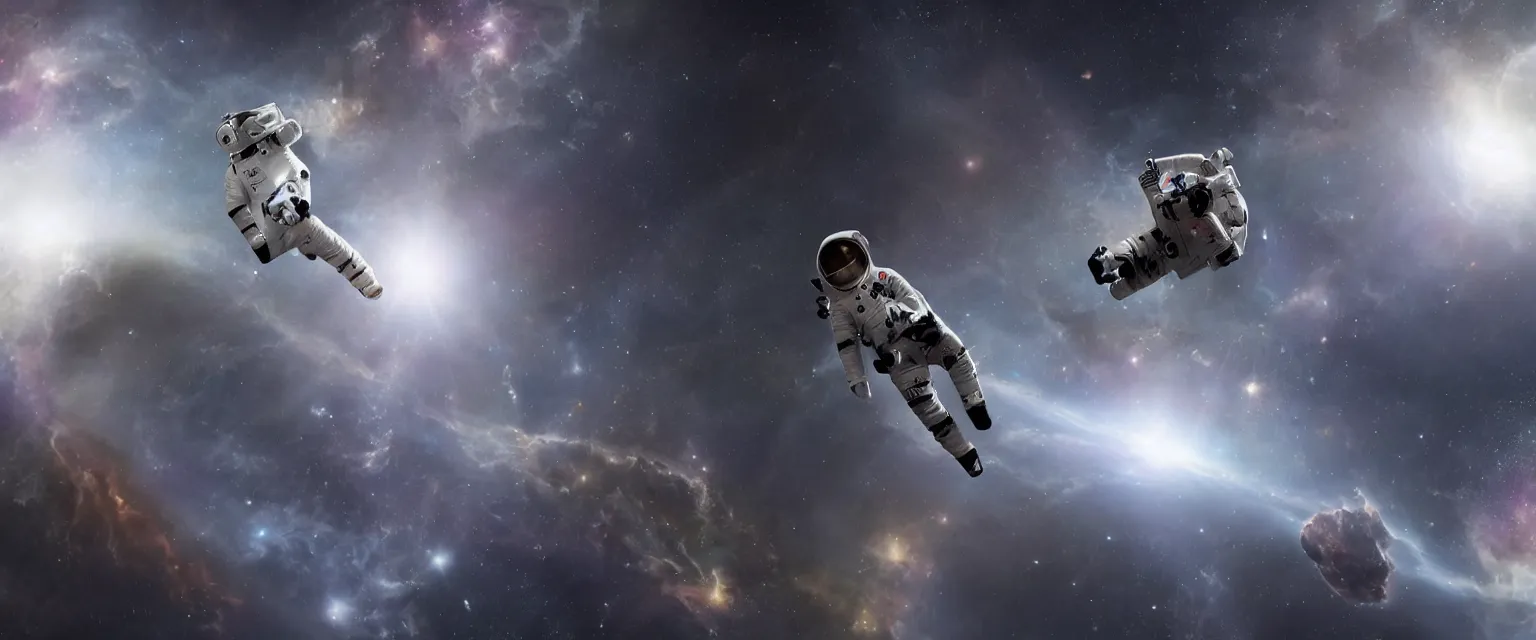 Image similar to a photo of elon musk floating through deep space without a space suit, 4 k, 8 k, ultra hd