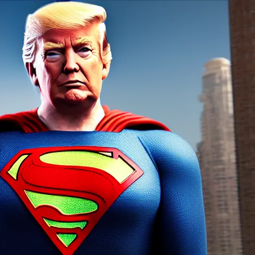 Prompt: movie still of Donald Trump as superman, matte painting, concept art, cgsociety, octane render, trending on artstation, artstationHD, artstationHQ, unreal engine, 4k, 8k