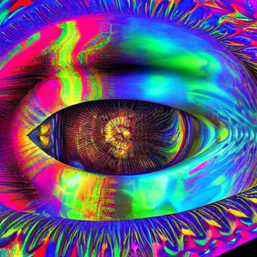 Prompt: psychedelic world of optical illusions, holographic photorealism, translucent overtones, powerful and striking, high resolution