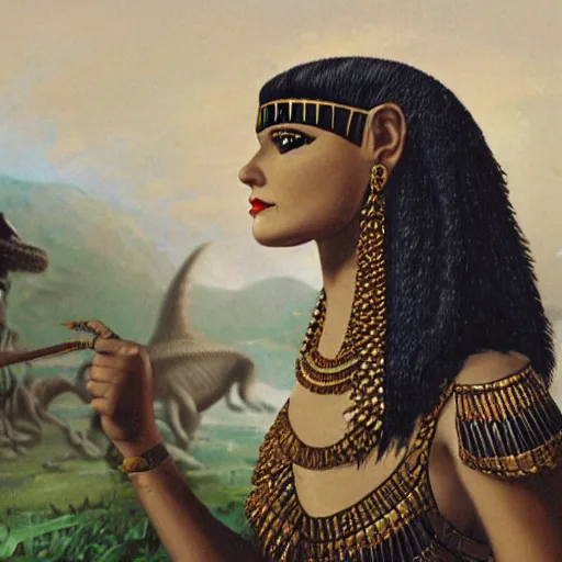 Prompt: cleopatra as a dinosaur