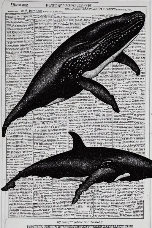 Prompt: cover scan of victorian book about whales