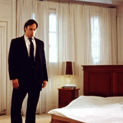 Image similar to film still Kevin O'Leary in his Lake Joseph house, in American Psycho