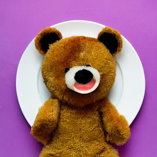 Image similar to teddy bear eating sushi