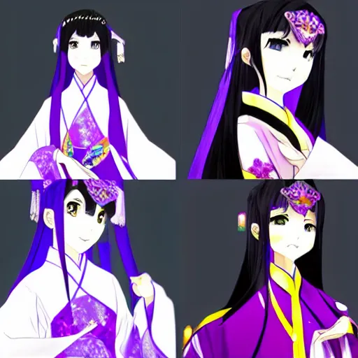 Image similar to elegant chinese princess, purple eyes, anime style