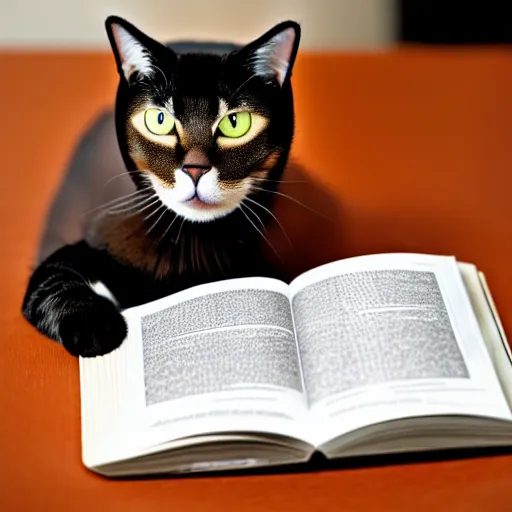 Prompt: a cat studying a heat transfer textbook