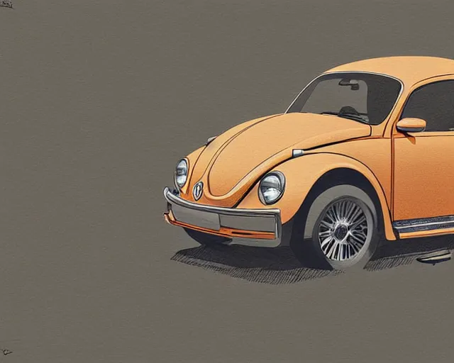 Image similar to a study of cell shaded portrait of a Volkswagen Beetle llustration, post grunge, concept art by josan gonzales and wlop, by james jean, Victo ngai, David Rubín, Mike Mignola, Laurie Greasley, highly detailed, sharp focus, alien, Trending on Artstation, HQ, deviantart, art by artgem