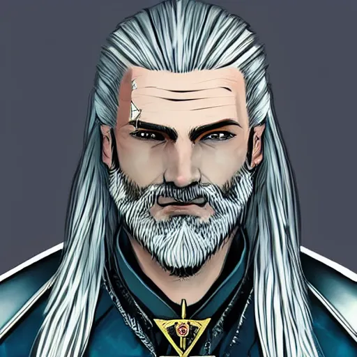 Image similar to vesemir from the Witcher as a young punk