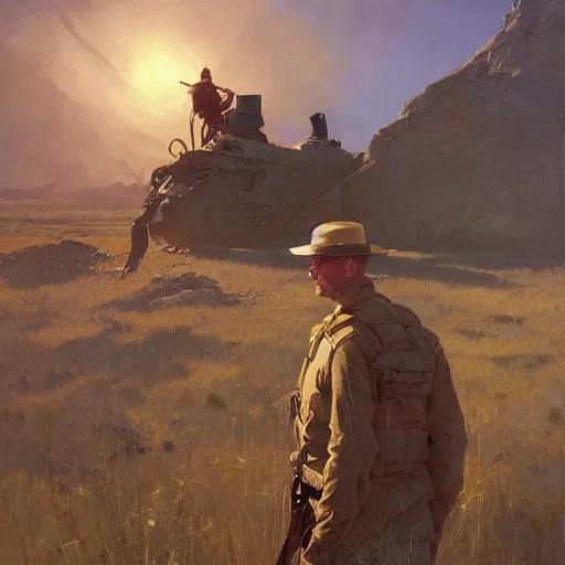 Prompt: sargent and leyendecker and greg hildebrandt, portrait of sicario in the world of andrew wyeth, stephen bliss, unreal engine, fantasy art by greg rutkowski, loish, rhads, ferdinand knab, makoto shinkai, ilya kuvshinov, rossdraws, global illumination, radiant light, detailed and intricate environment