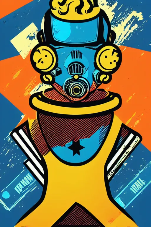 Image similar to fallout 7 6 retro futurist illustration art by butcher billy, sticker, colorful, illustration, highly detailed, simple, smooth and clean vector curves, no jagged lines, vector art, smooth andy warhol style