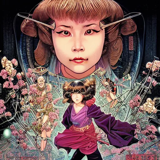 Image similar to portrait of girl from big trouble in little china, symmetrical, by yoichi hatakenaka, masamune shirow, josan gonzales and dan mumford, ayami kojima, takato yamamoto, barclay shaw, karol bak, yukito kishiro