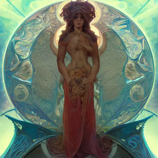 Image similar to astral dragon, cinematic lighting, intricate, elegant, highly detailed, digital painting, artstation, sharp focus, illustration, psychedelic colors, art by artgerm and greg rutkowski and alphonse mucha and Wayne Barlowe and william-adolphe bouguereau