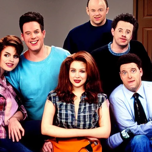 Image similar to 9 0 s sitcom except all the characters are serial killers