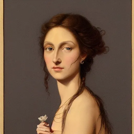 Prompt: facial portrait of a young pretty woman in flowing dress, arrogant, mysterious, long fine flowing hair, delicate, looking at camera, slightly awkward smile, realistic face, no hands visible, intricate, stylish, elegant, grimdark fantasy, vibrant, extremely detailed painting by Greg Rutkowski and Ernst Haeckel and Edward Robert Hughes