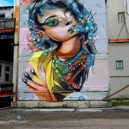 Prompt: beatiful street art in hohloma style, russian hohloma, nice photo