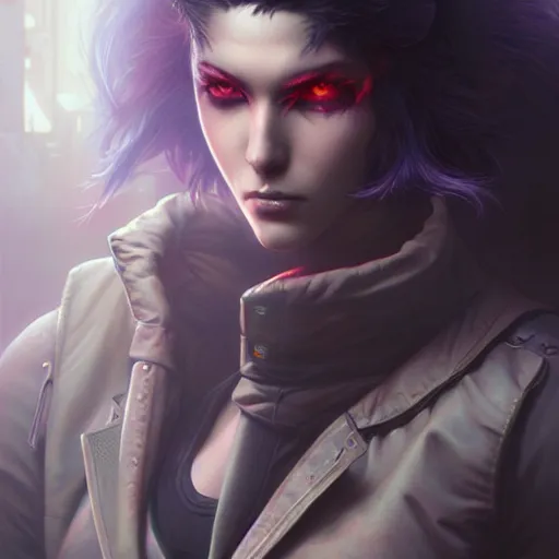 Image similar to cyberpunk, networked wolfman, painted by artgerm and tom bagshaw, fantasy art, dramatic lighting, highly detailed oil painting