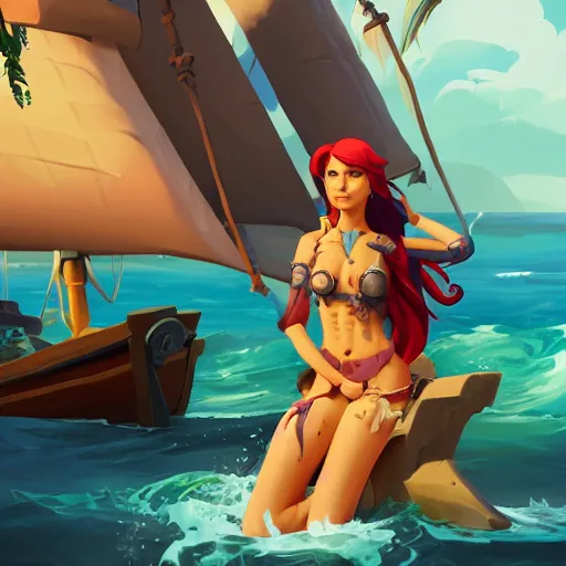 Image similar to painting jack the pirate mermaid on sea of thieves game avatar hero smooth face median photoshop filter cutout vector behance hd by jesper ejsing, by rhads, makoto shinkai and lois van baarle, ilya kuvshinov, rossdraws, illustration, art by ilya kuvshinov and gustav klimt