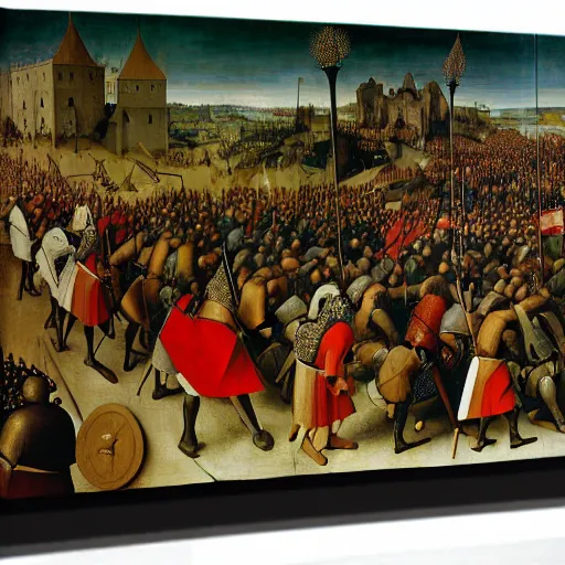 Image similar to king richard the lionheart, the crusades, canvas, by pieter bruegel the elder