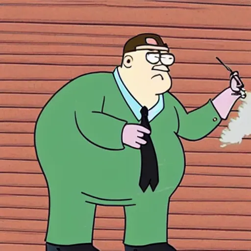 Image similar to a real photo of peter griffin smoking a cigarette