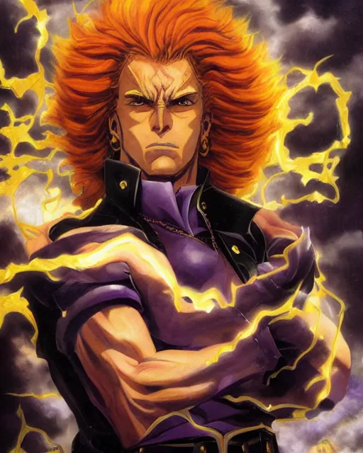 Image similar to portrait of dio from jojo bizzare adventure painted by hirohiko araki and greg rutkowski