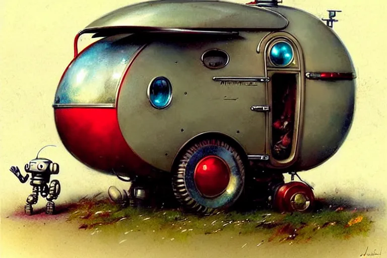 Prompt: adventurer ( ( ( ( ( 1 9 5 0 s retro future robot android mouse rv wagon motorhome robot. muted colors. ) ) ) ) ) by jean baptiste monge!!!!!!!!!!!!!!!!!!!!!!!!! chrome red