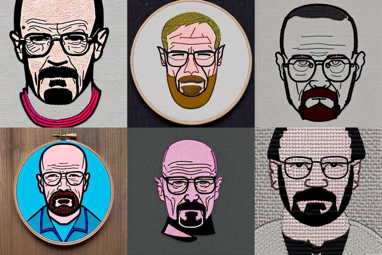 Prompt: Embroidery pattern of Walter White