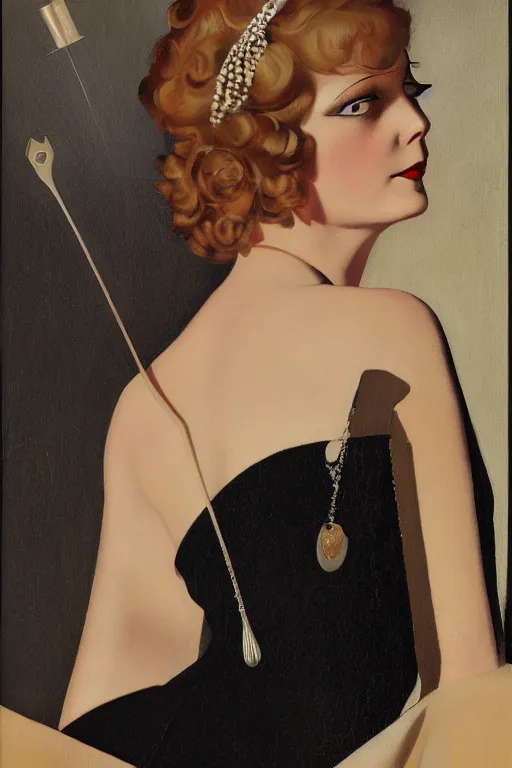 Image similar to a oil painting depicting a Jazz Age high society figure, 1920s style, smooth, highly detailed, high contrast, Coles Phillips, Dean Cornwell, JC Leyendecker, 8K