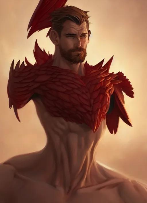 Image similar to character art by wlop, steve henderson, and j scott campbell, gooseman, male hero, goose head, wings, 4 k, arstation, trending, high quality, very detailed, digital