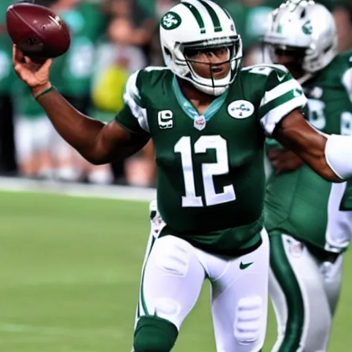 Image similar to Cam newton in a New York jets uniform .