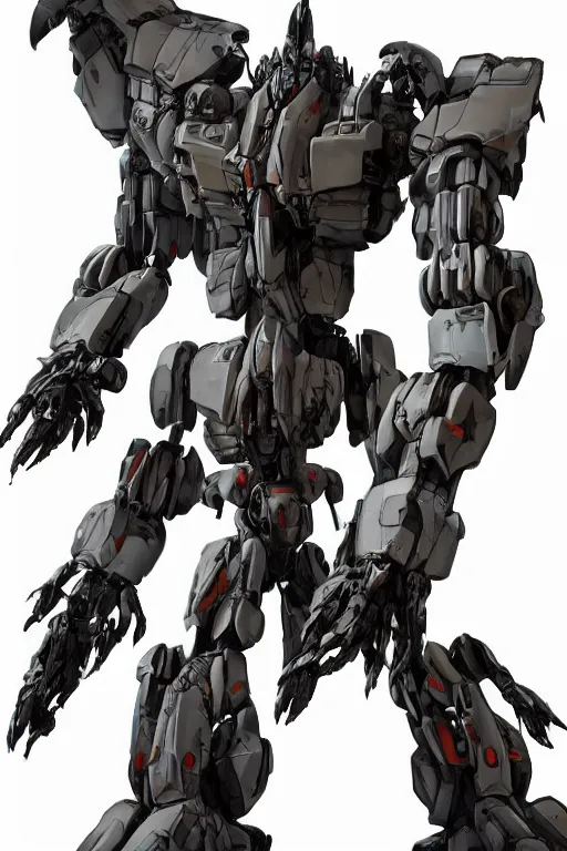 Image similar to full body illustration!! kitbashed mecha from transformers movies, 8 k uhd, very symmetrical!! highly detailed, inthe style of vitaly bulgarov, josh nizzi, yoji shinkawa, kenny carmody, ryouta otsuka, hideyuki ashizawa, marc nagel, deviantart, artstation, pinterest, unreal engine