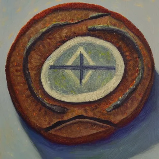 Prompt: runestone, nature, focused, centered, very detailed, oil painting