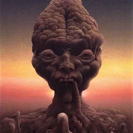 Prompt: an amazing masterpiece of art by Zdzisław Beksiński, 👿