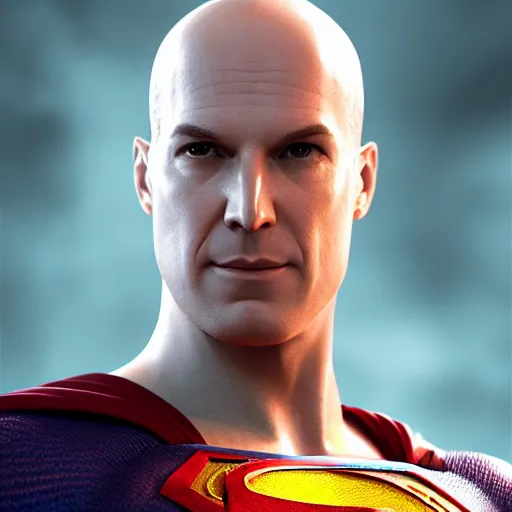 Image similar to Superman as Lex Luthor, digital portrait, artstation, cgsociety, 4k, high detail