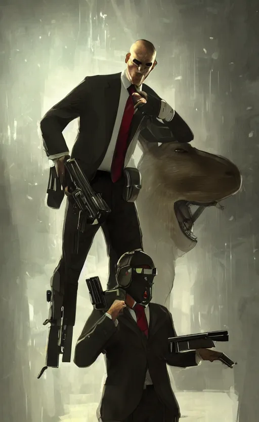 Prompt: a jackrabbit as a hitman, suit and tie, with silenced gun, dynamic lighting, fantasy concept art, trending on art station, stunning visuals, creative, cinematic, ultra detailed