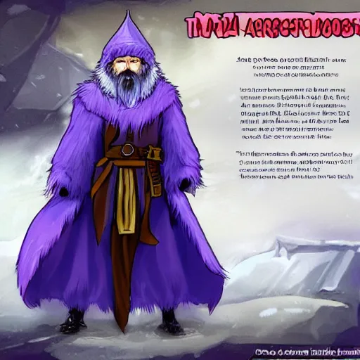 Prompt: A Wizard in arctic fur robes concept art + detailed character portrait