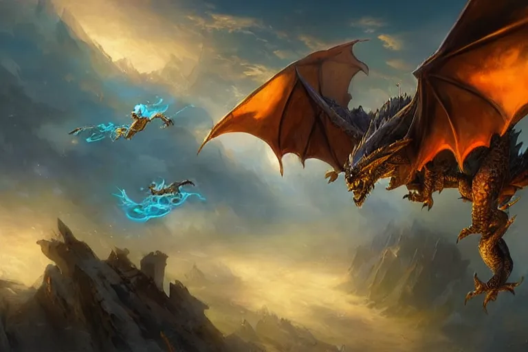 a arcane dragon flying in the sky, hearthstone art | Stable Diffusion ...