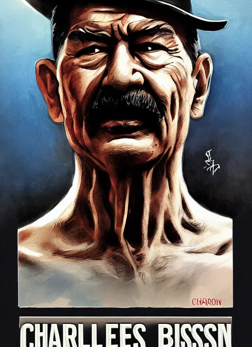 Prompt: charles bronson, cover art by stephen bliss, artstation